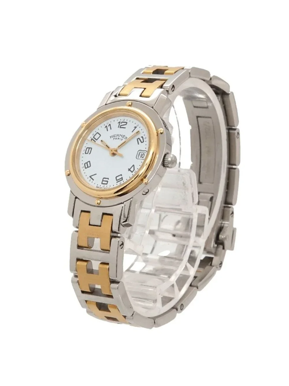 Hermes Clipper Watch Date White Quartz